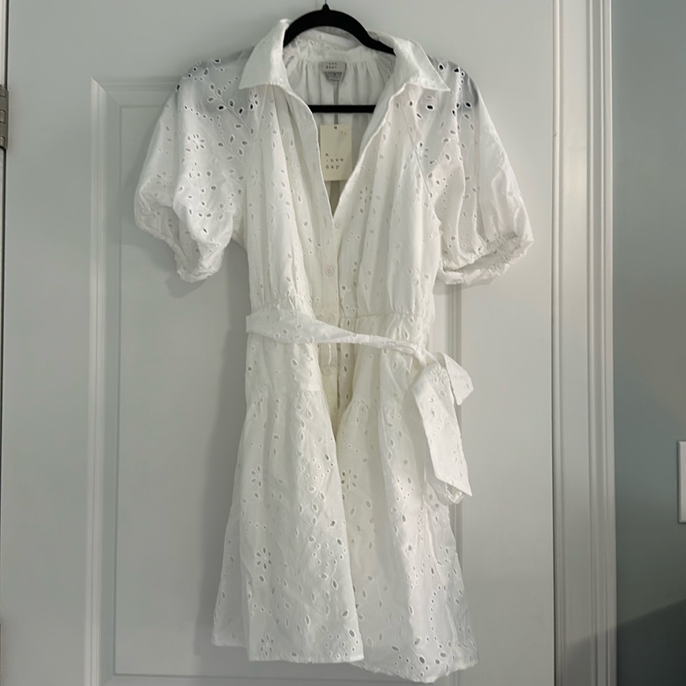 A New Day Eyelet Shirt Dress Size S